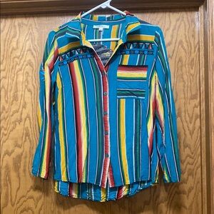 Embroidered serape long sleeve top